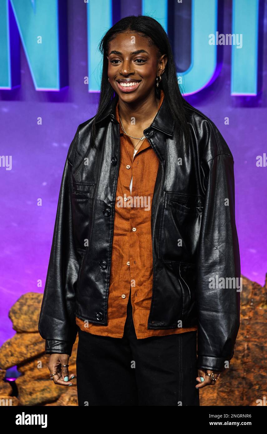 London, Großbritannien. 16. Februar 2023. CAT Burns war beim UK Gala Screening von „Ant-man and the Wasp: Quantumania“ beim BFI IMAX in London. (Foto: Brett Cove/SOPA Images/Sipa USA) Guthaben: SIPA USA/Alamy Live News Stockfoto