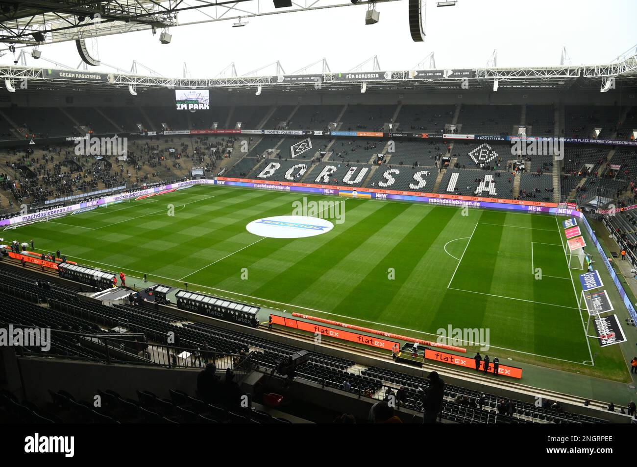 MOENCHENGLADBACH - 18. FEBRUAR 2023: Fußballspiel Bundesliga Borussia Mönchengladbach gegen Bayern München Stockfoto