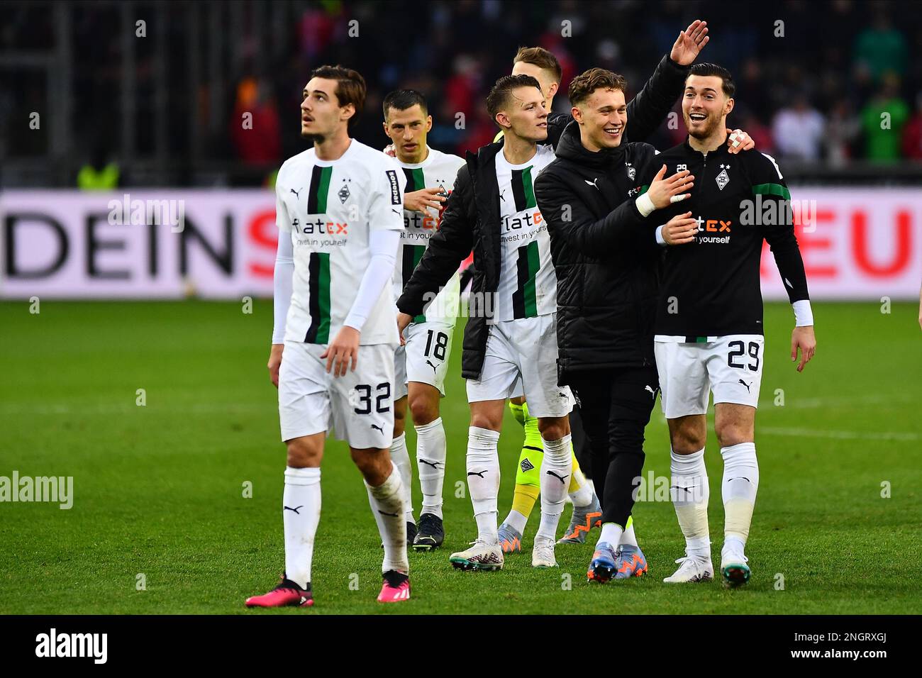 MOENCHENGLADBACH - 18. FEBRUAR 2023: Fußballspiel Bundesliga Borussia Mönchengladbach gegen Bayern München Stockfoto