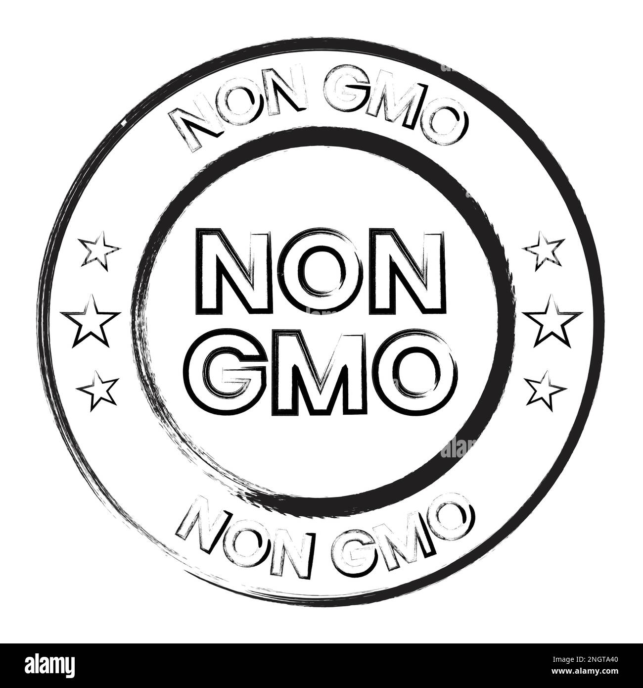 Nicht-gvo-Logo-Symbol, Aufkleber, Siegel für Lebensmittelverpackungen, cbd-Etikettenvorlage, Hanföl Stock Vektor