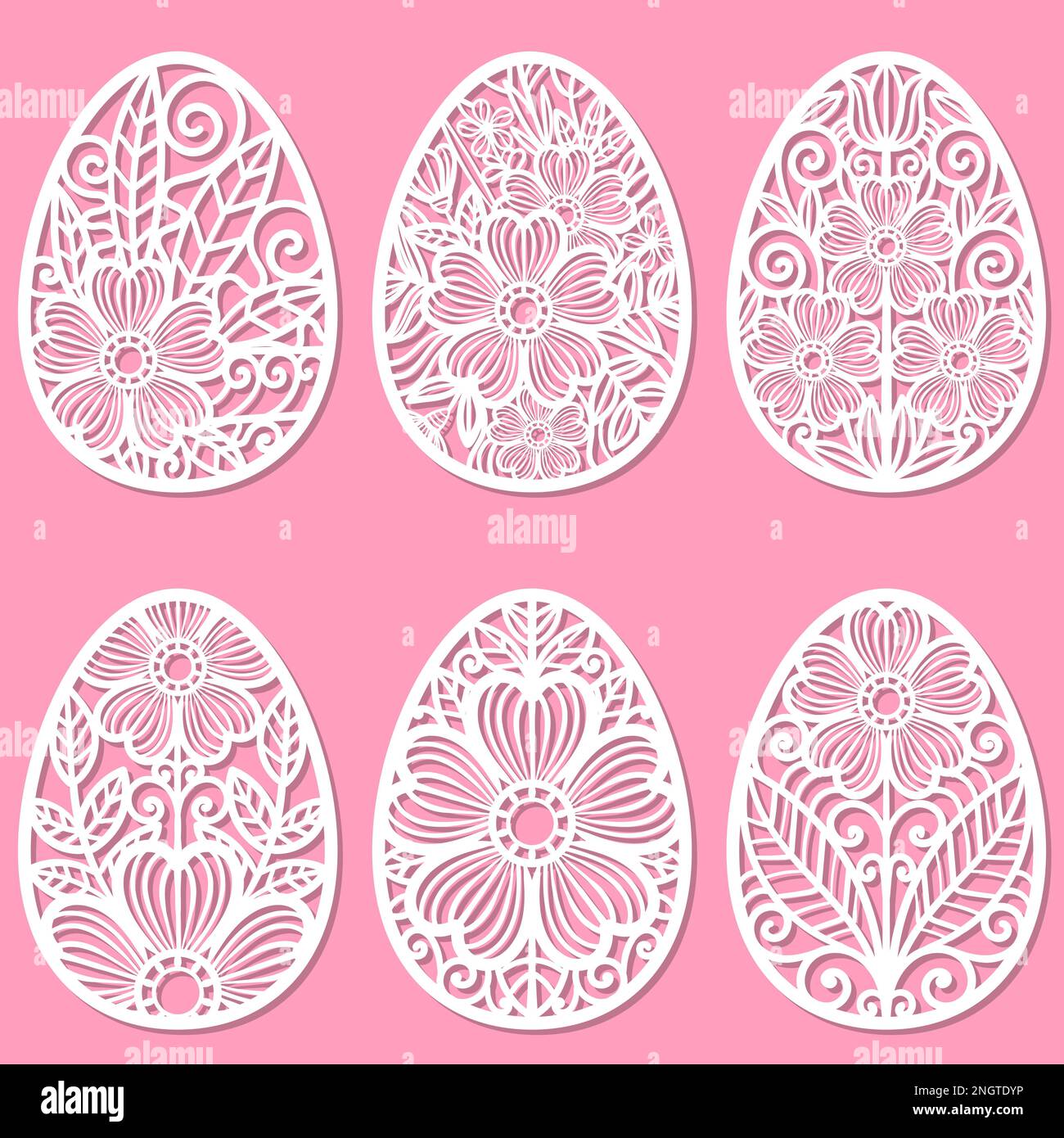 Vorlagensatz für Laserschneiden. Ostereier. Vektor Stock Vektor