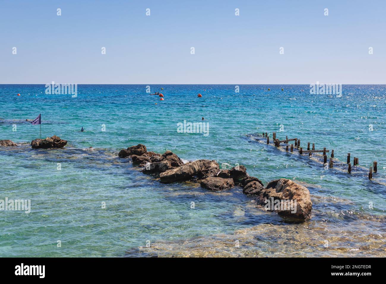 Bereich des Musan Museum of Underwater Skulpture am Pernera Strand in Ayia Napa Stadt in Zypern Inselland Stockfoto