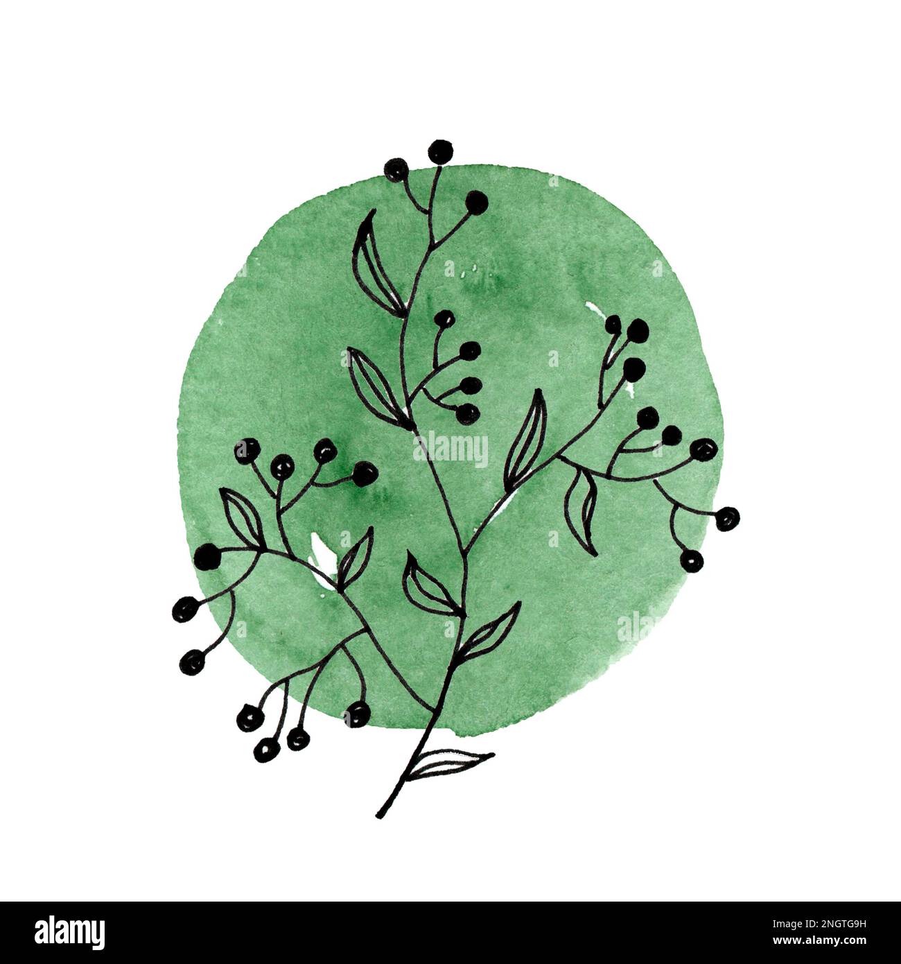 Handbemalte Aquarelle, zarte Blumen in Grafiken. Symbol für das Design sozialer Netzwerke Stockfoto