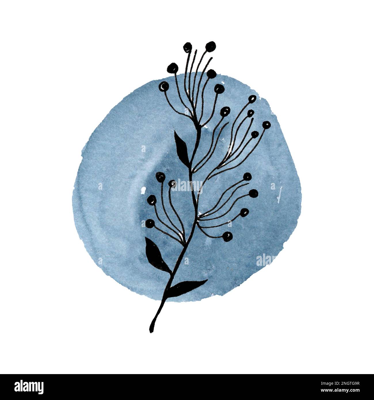 Handbemalte Aquarelle, zarte Blumen in Grafiken. Symbol für das Design sozialer Netzwerke Stockfoto