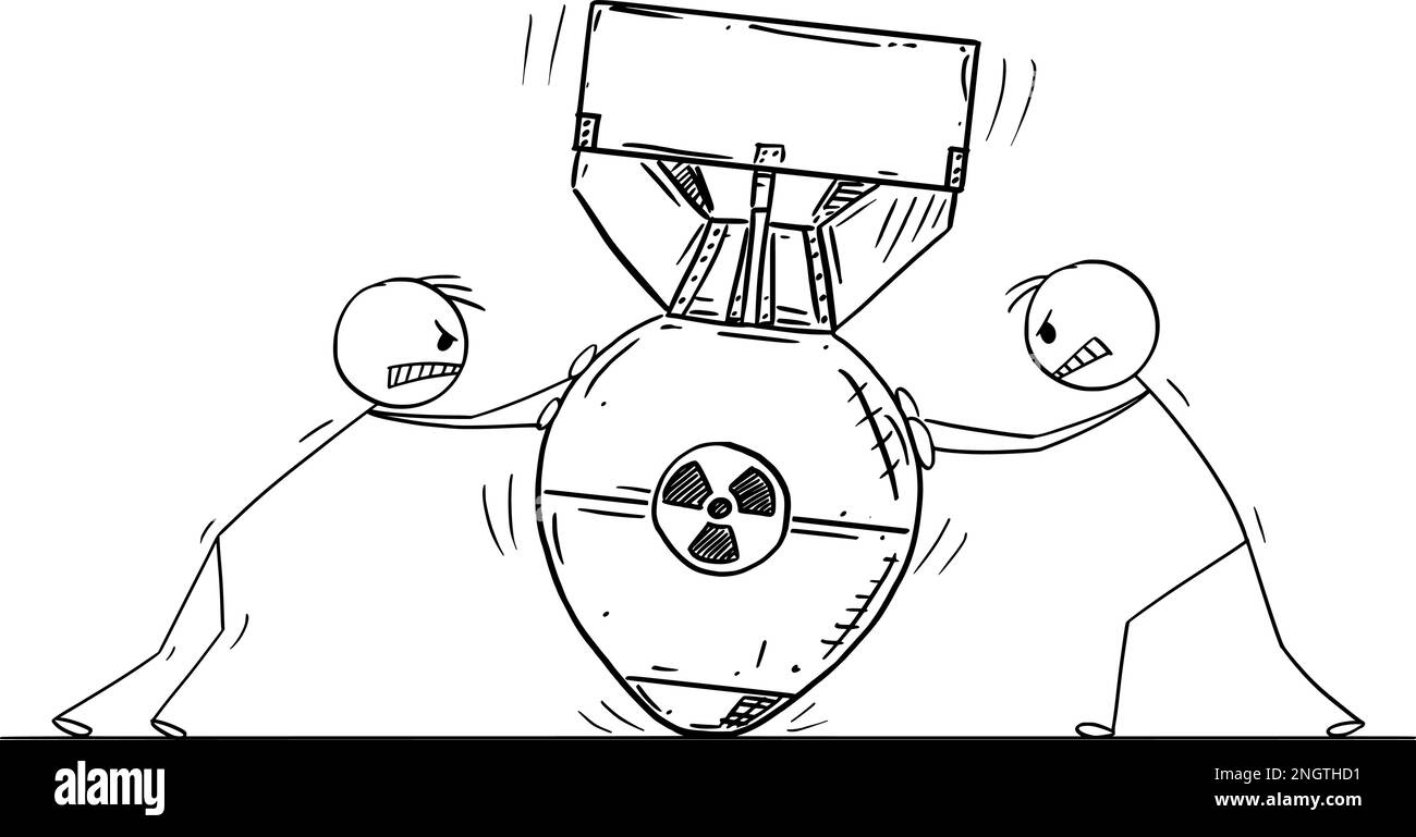 Zwei Personen, Die Für Die Große Atombombe Argumentieren, Vektor-Cartoon-Stick-Abbildung Stock Vektor