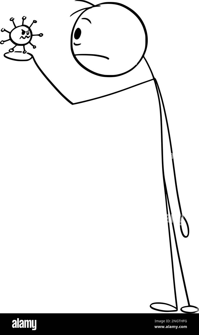 Person oder Wissenschaftler, die Mikrobe, Vektor-Cartoon-Stick-Abbildung ansieht Stock Vektor