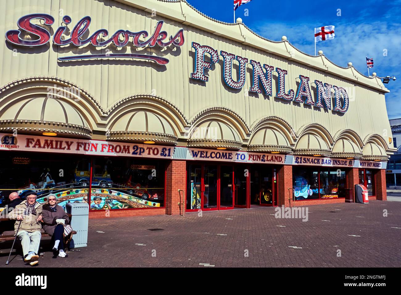 Silcocks Funland Amusement Centre, Southport Pier, Merseyside, England. Stockfoto