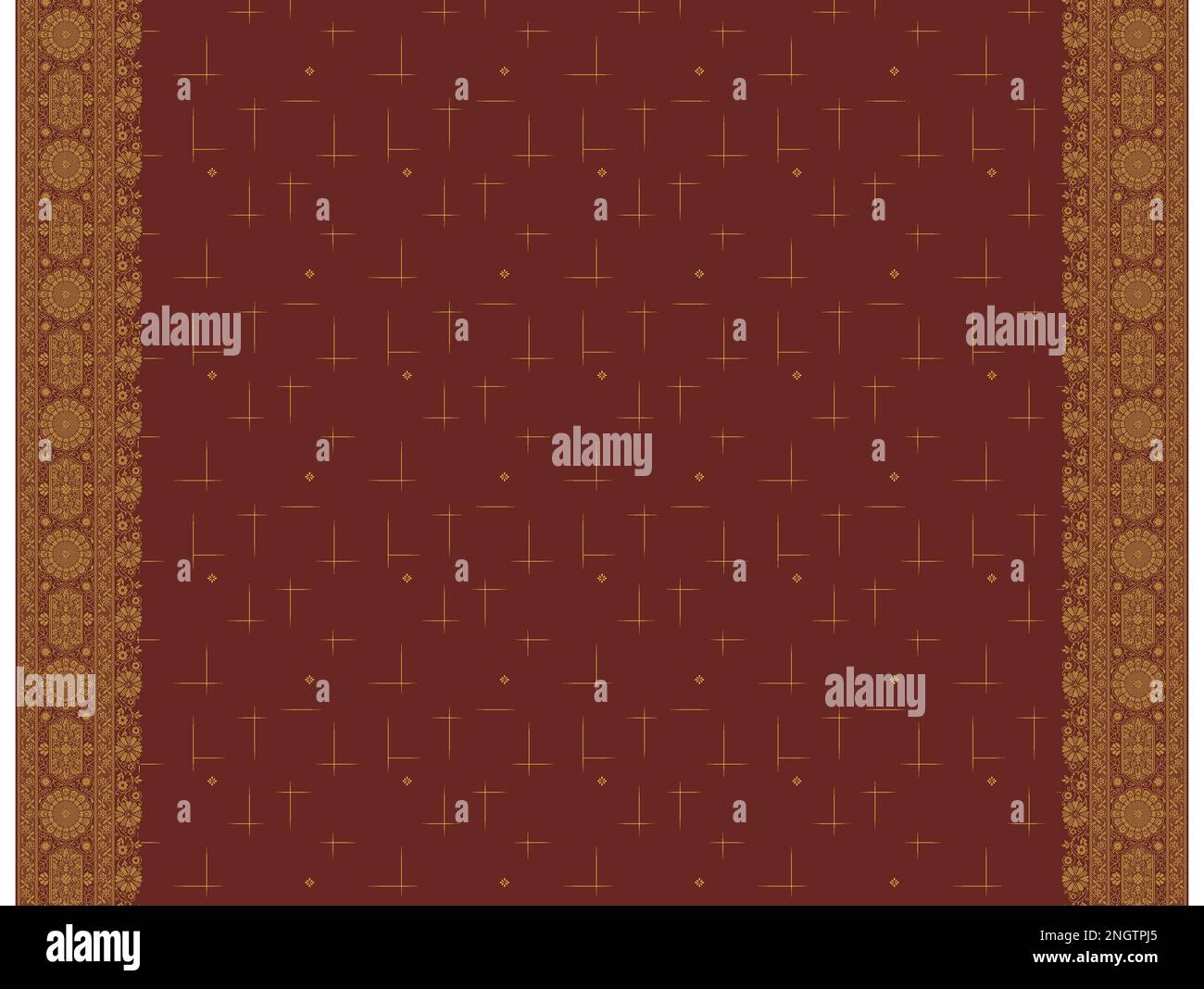 Textil Digital Ikat Ethnic Design Set mit Damastrand barocke Tapeten Geschenkgutschein Rahmen für Damentuch Mogul Stockfoto