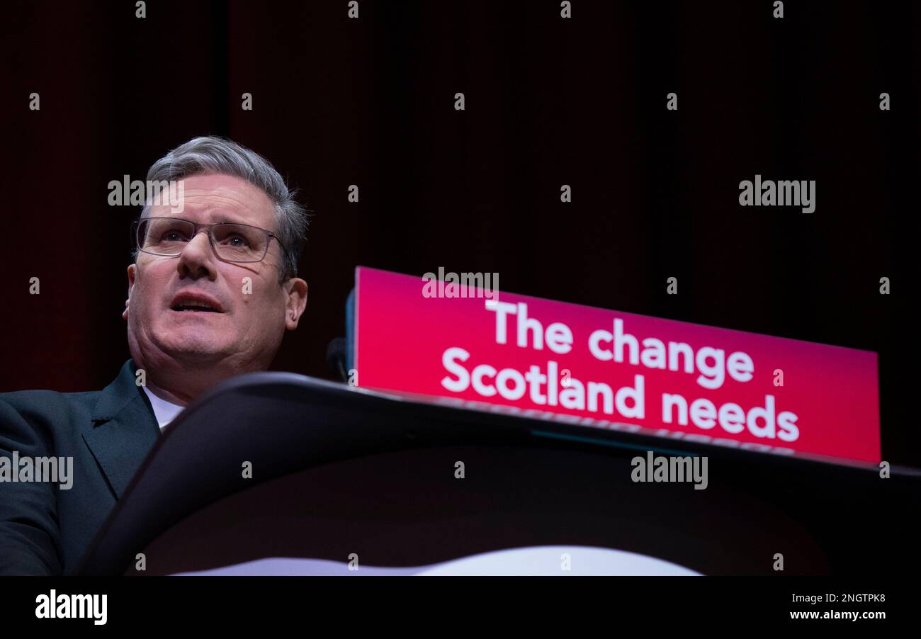 Edinburgh, Schottland, Großbritannien. 19. Februar 2023 Sir Keir Starmer hält eine Grundsatzrede vor der Scottish Labour Conference in Assembly Rooms Edinburgh. Iain Masterton/Alamy Live News Stockfoto