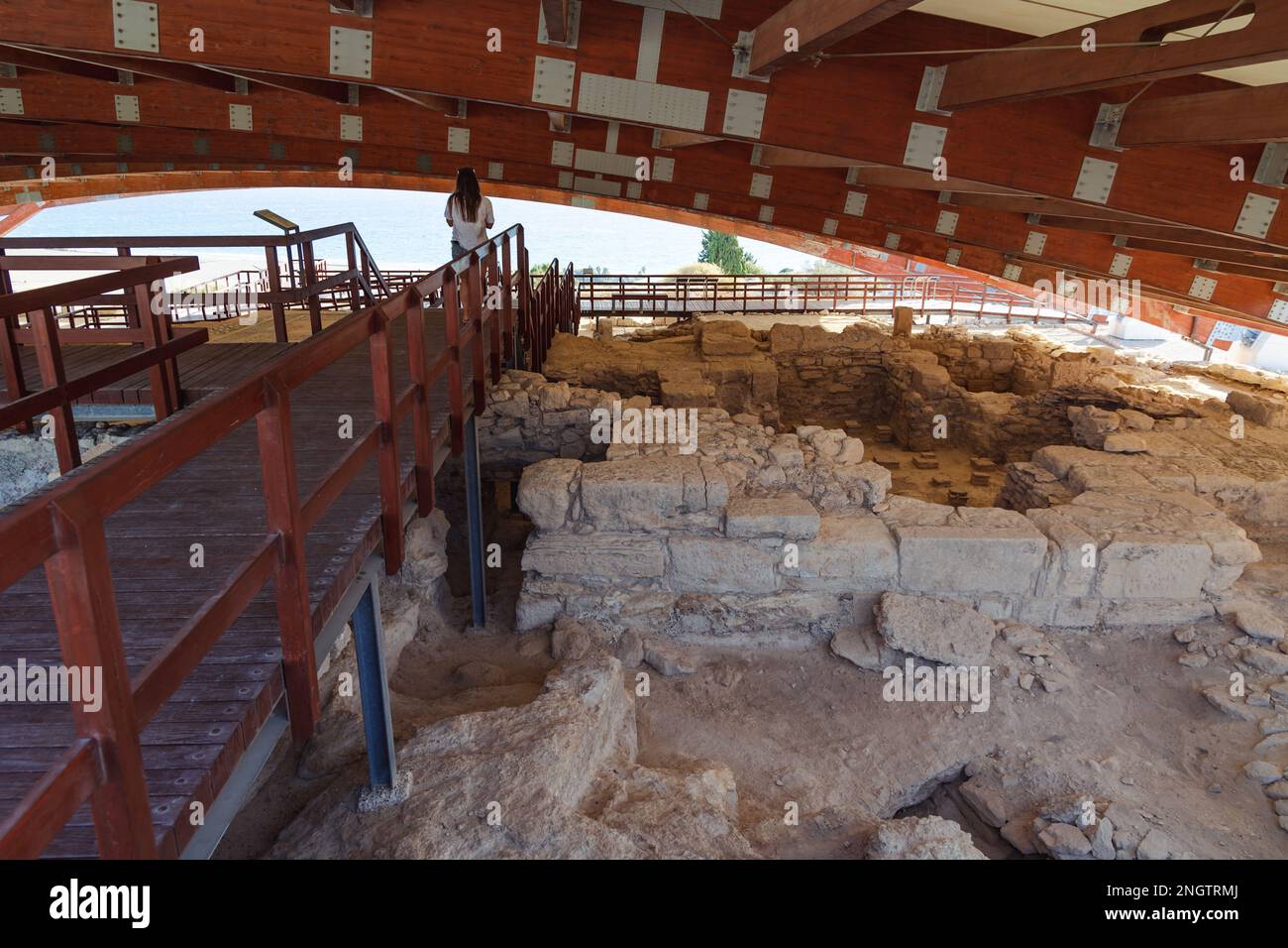 Ruinen von Bädern und Haus des Eustolios in der archäologischen Stätte Kourion in Zypern Stockfoto