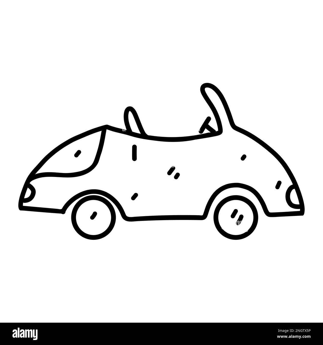 Süßes Auto im handgezeichneten Doodle-Stil. Vektordarstellung des auf weißem Hintergrund isolierten Transportelements Stock Vektor