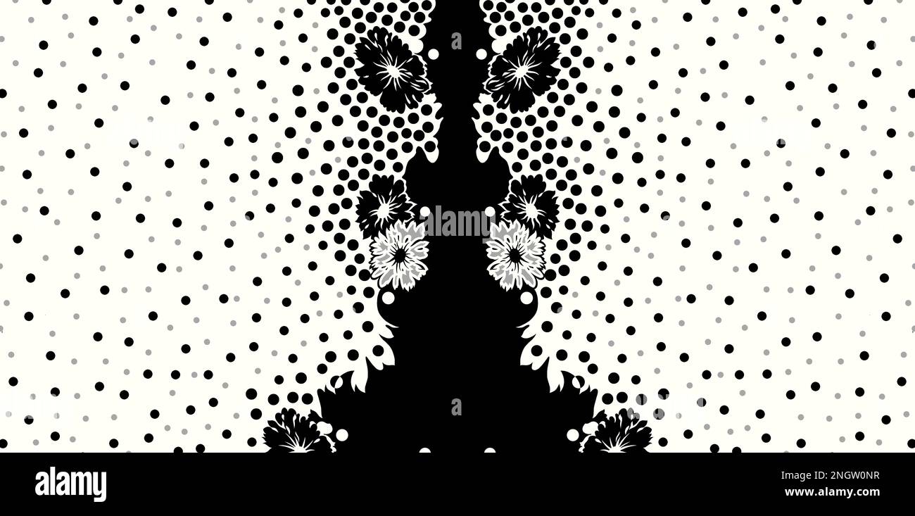 Textil Digital Ikat Ethnic Design Set mit Damastrand barocke Tapeten Geschenkgutschein Rahmen für Damentuch Mogul Stockfoto