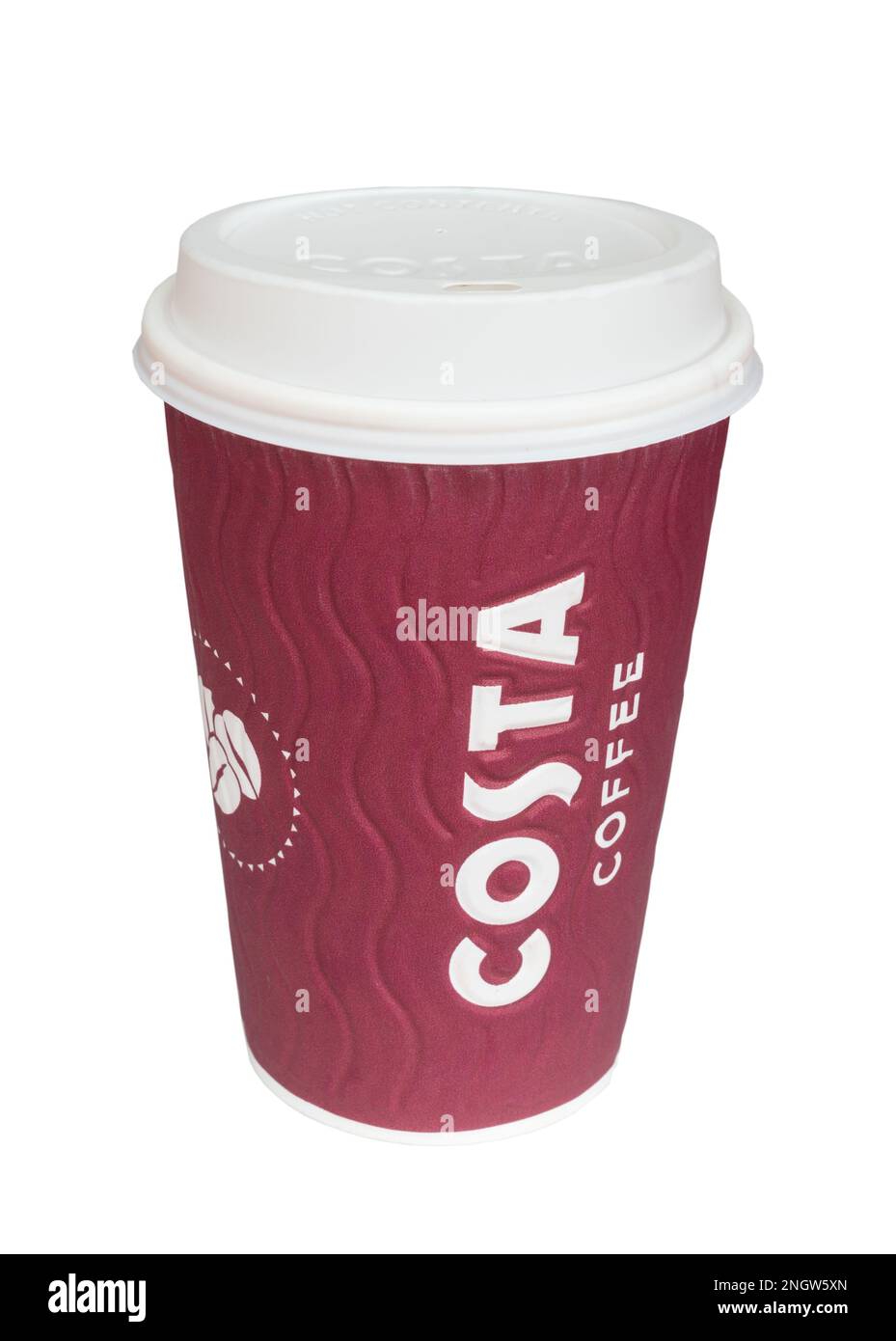 Costa Kaffeetasse isoliert auf weißem Hintergrund Stockfoto