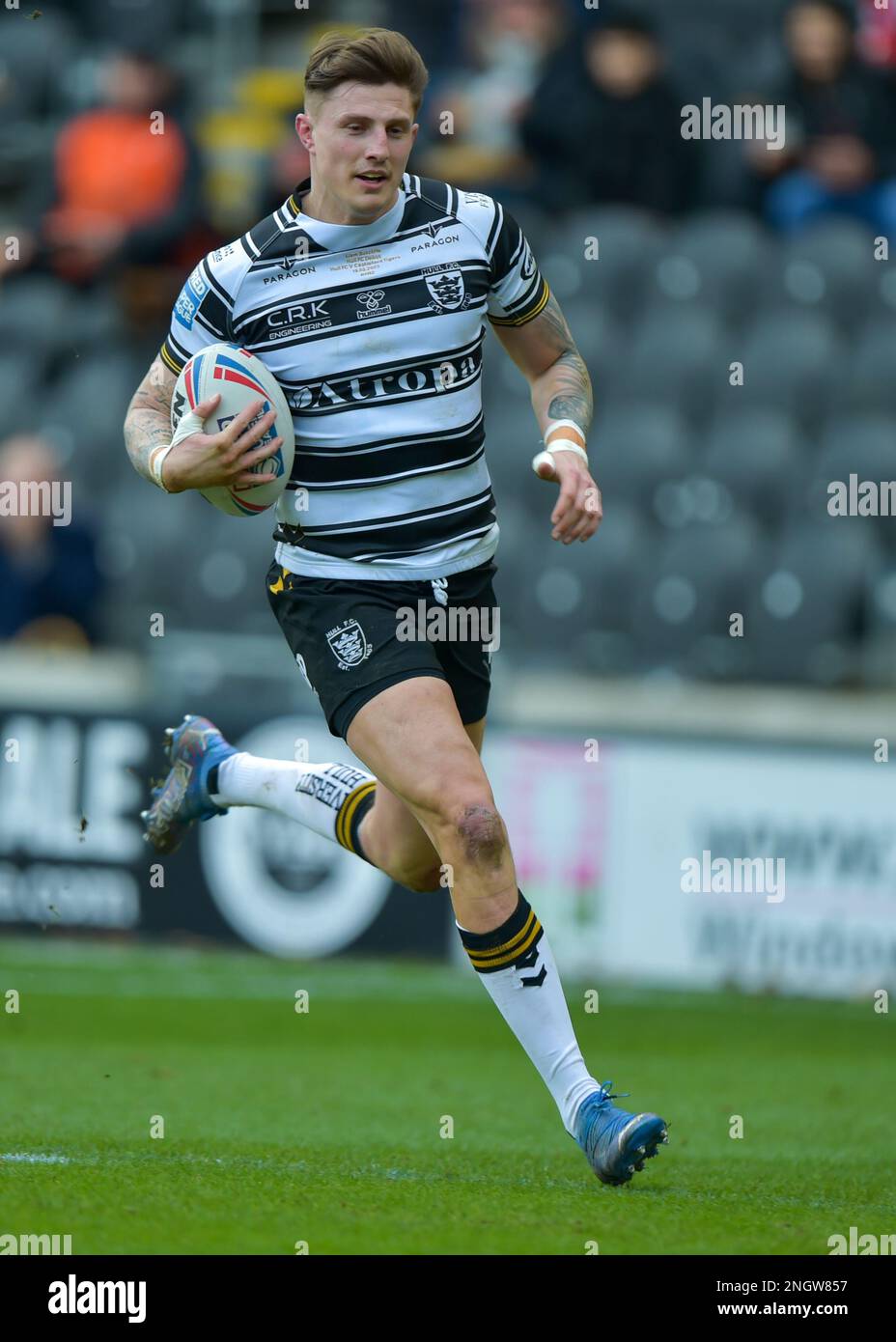 Hull, UK. 19. Februar 2023. Liam Sutcliffe vom Hull FC Hull FC gegen Castleford Tigers, im MKM Stadium, Hull, West Yorkshire, Großbritannien am 19. Februar 2023 in Runde 1 des Betfred Super League Photo Credit Craig Cresswell Photography Credit: Craig Cresswell/Alamy Live News Stockfoto
