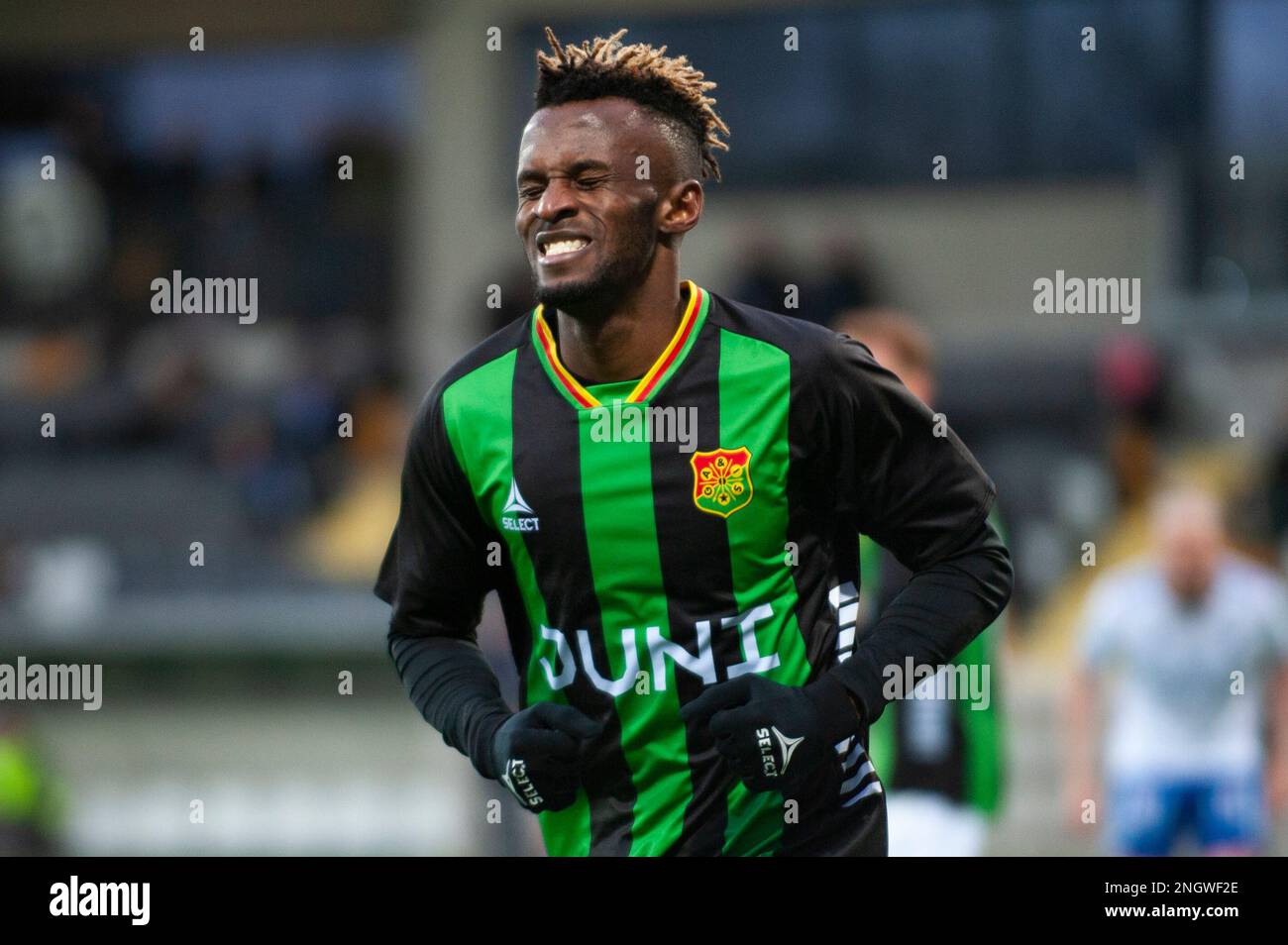 Göteborg, Schweden. 19. Februar 2023 Richard Friday von GAIS während des Bühnenspiels der Swedish Cup Group zwischen GAIS und IFK Norrköping am 19. Februar 2023 in Göteborg. Kredit: Oskar Olteus / Alamy Live News Stockfoto