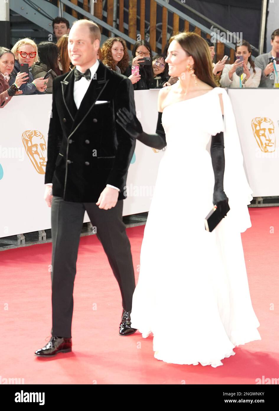 Der Prinz und die Prinzessin von Wales, die an den British Academy Film Awards 76. in der Royal Festival Hall des Southbank Centre in London teilnahmen. Foto: Sonntag, 19. Februar 2023. Stockfoto