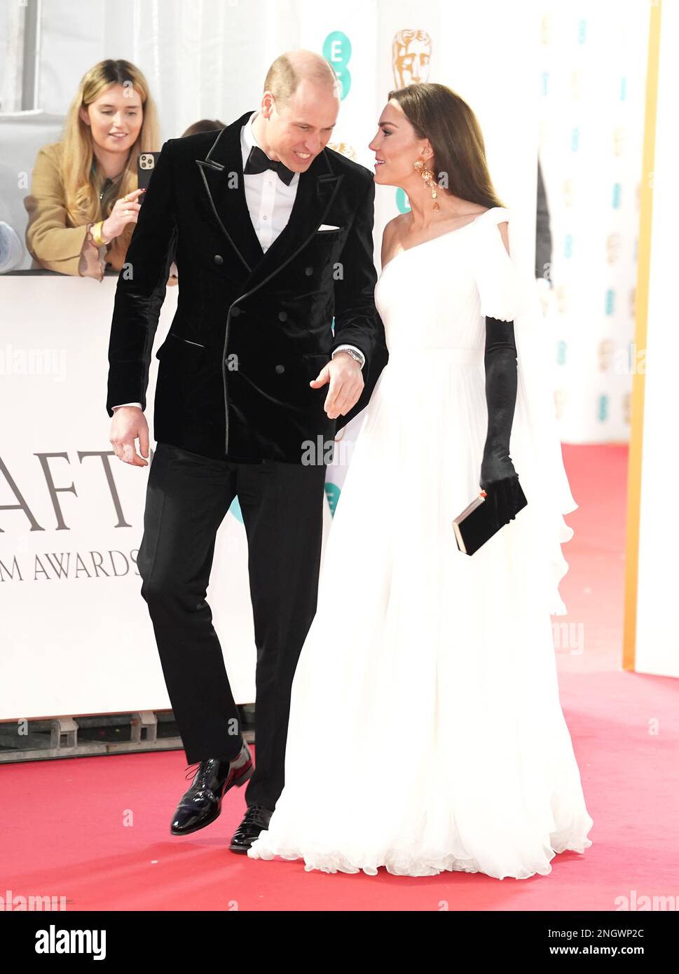 Der Prinz und die Prinzessin von Wales, bekannt als Herzog und Herzogin von Cornwall, nimmt an den British Academy Film Awards 76. Teil, die in der Royal Festival Hall des Southbank Centre in London stattfinden. Foto: Sonntag, 19. Februar 2023. Stockfoto