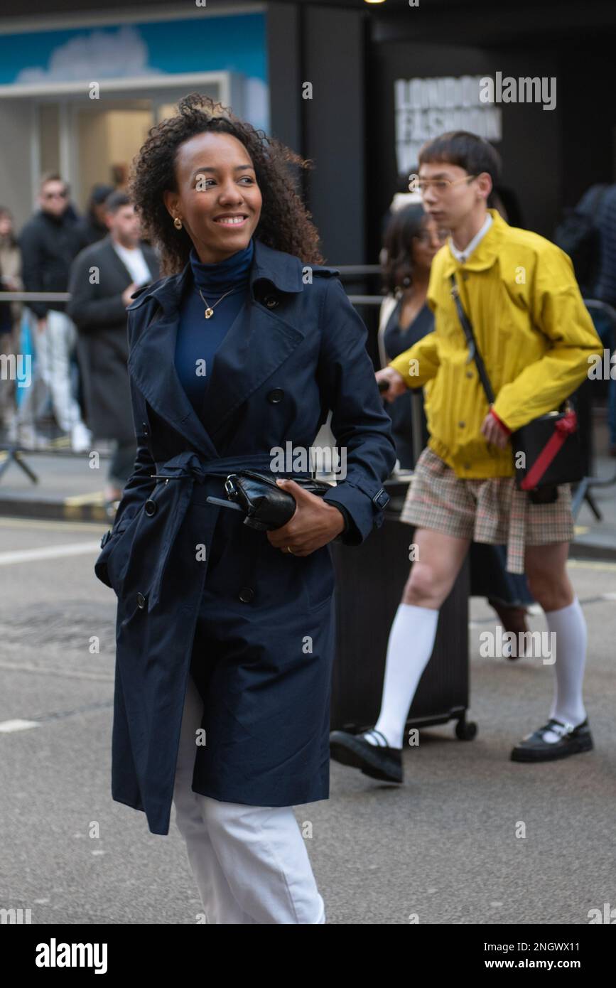 London, 19. Februar 2023, an- und Abflüge für London Fashion Week, NEWGEN, Lou Morris Photography/Alamy Live News Stockfoto
