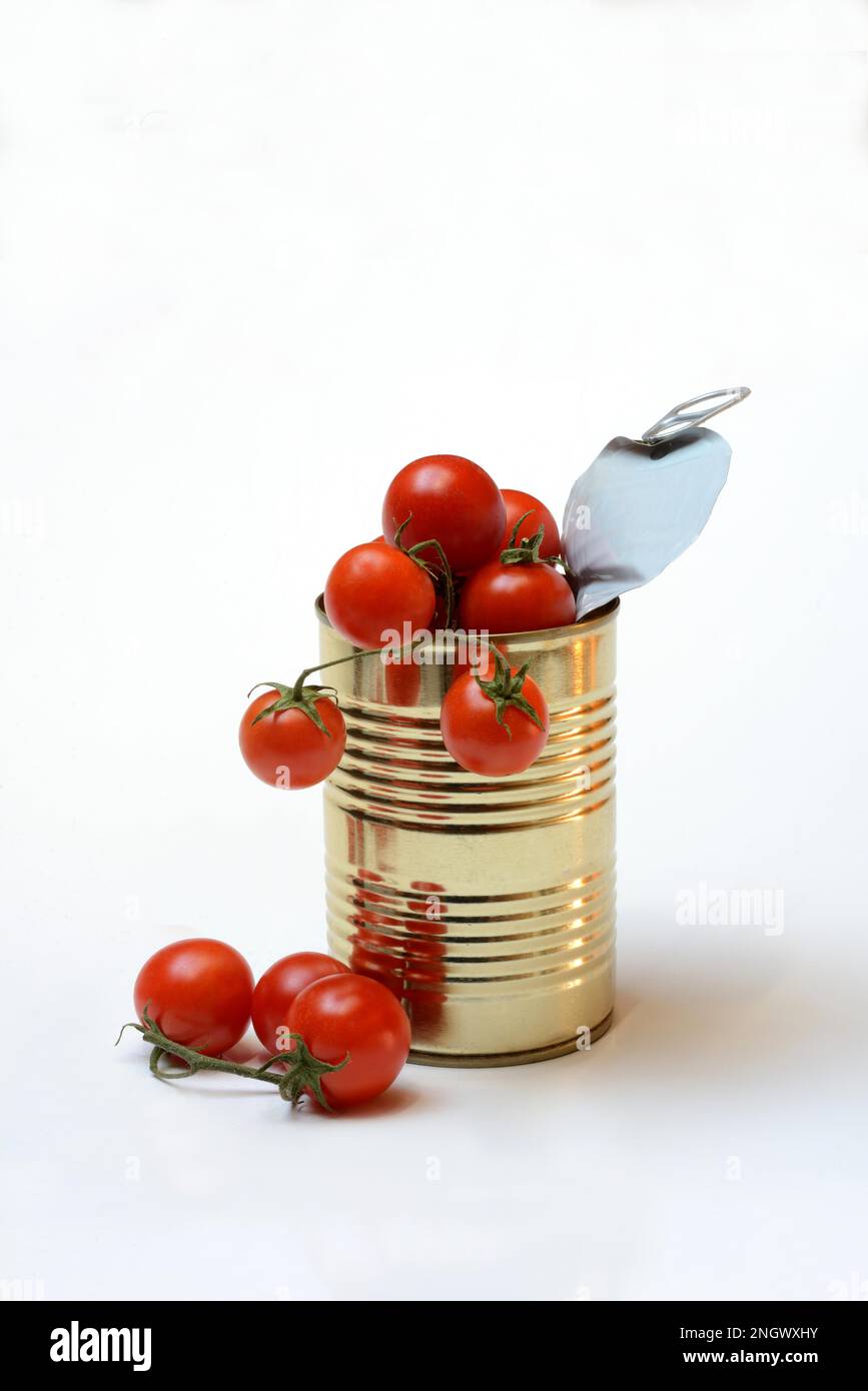 Tomaten aus der Dose, Kirschtomaten Stockfoto