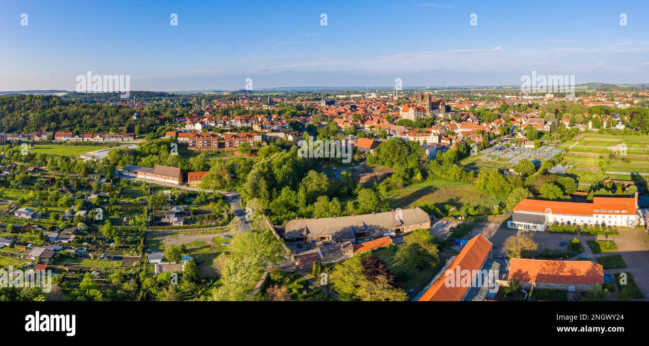 Weltkulturerbe-Stadt Quedlinburg Harz Luftaufnahmen Stockfoto