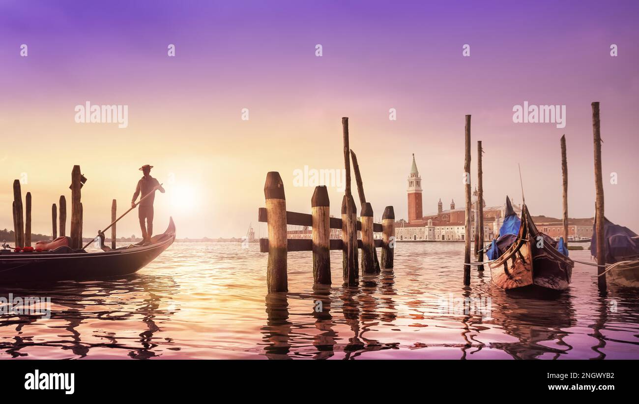 Früher Sonnenaufgang in venedig, italien Stockfoto