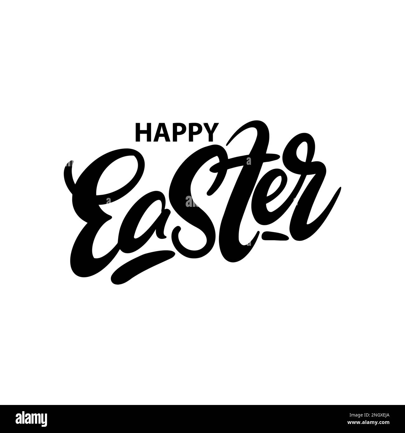 Aufschrift Happy Easter in Schriftart auf weißem Hintergrund für Druck und Weihnachtsdesign.Vektordarstellung. Stock Vektor