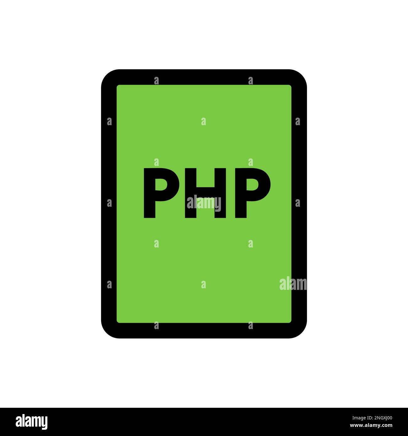 Symbolzeile der php datei isoliert auf wei em hintergrund schwarzer