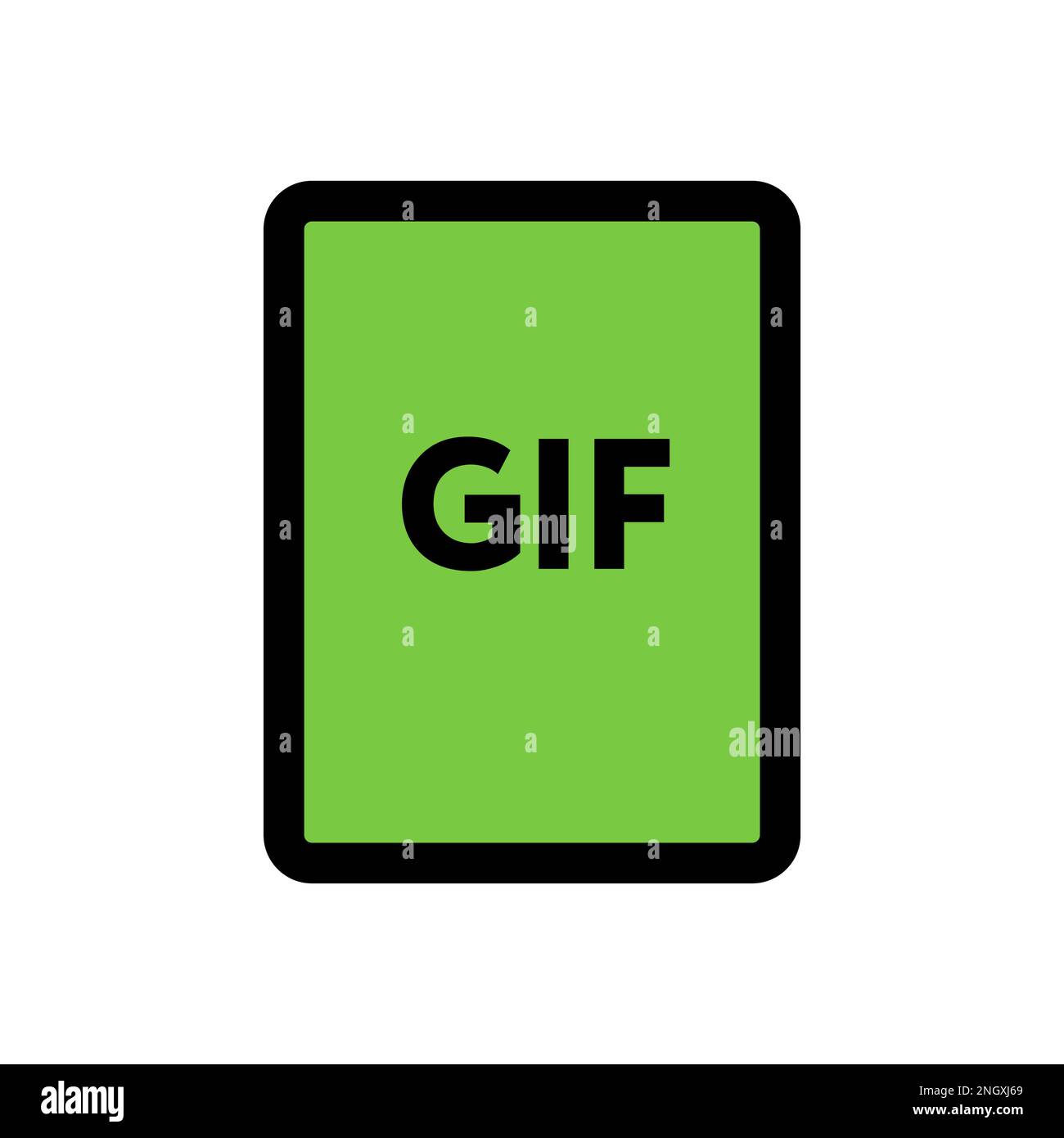 Symbolzeile der GIF-Datei isoliert auf weißem Hintergrund. Schwarzer, flacher Klassiker mit modernem Umriss. Lineares Symbol und bearbeitbare Kontur. Einfach und Pixel pro Stock Vektor