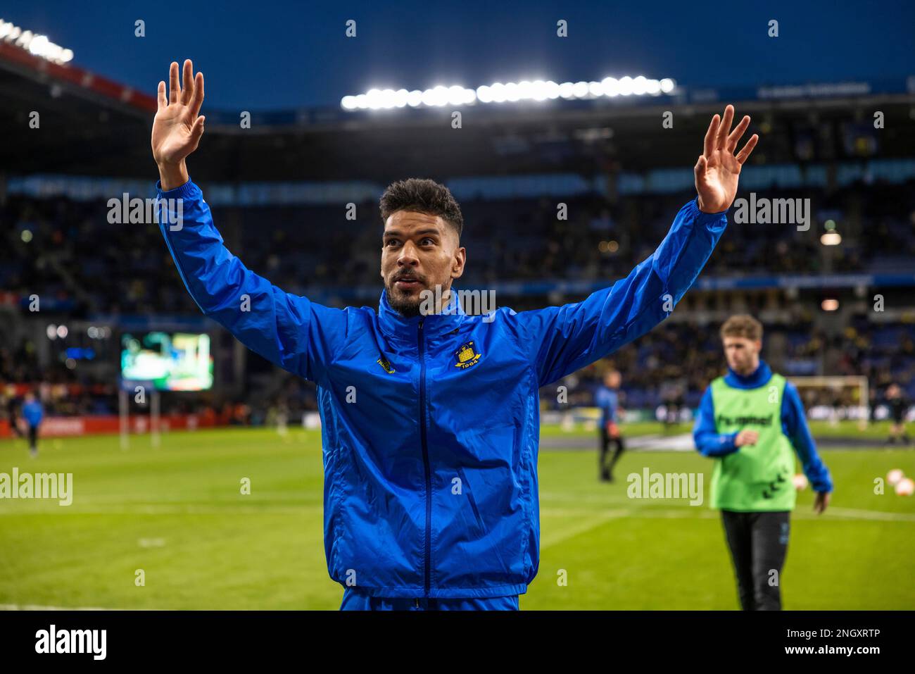 Broendby, Dänemark. 19. Februar 2023. Ohi Omoijuanfo (9) aus Broendby, WENN während des 3F. Superliga-Spiels zwischen Broendby IF und AC Horsens im Brondby Stadium gesehen. (Foto: Gonzales Photo/Alamy Live News Stockfoto