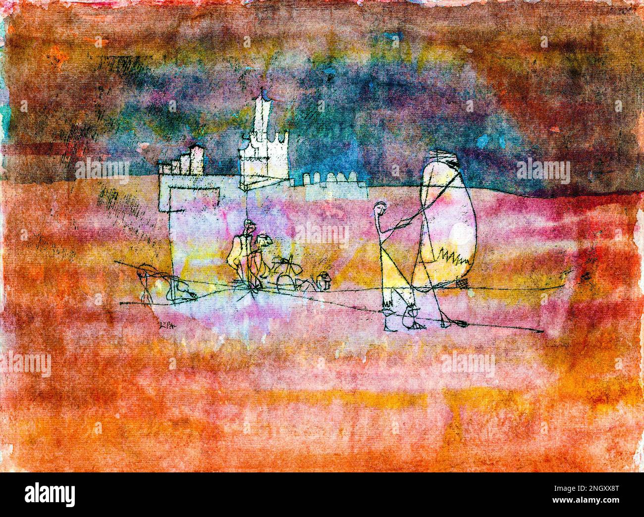 Episode vor einer arabischen Stadt (1923) von Paul Klee. Original aus dem MET Museum. Stockfoto