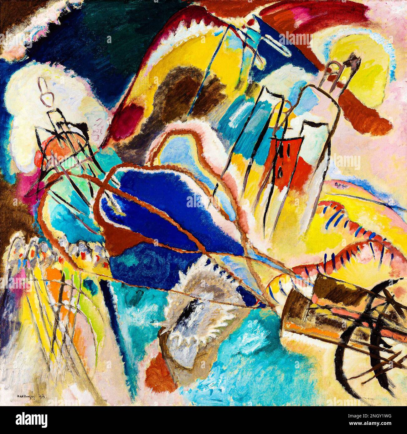 Improvisation Nr. 30 (1913) hochauflösendes Gemälde von Wassily Kandinsky. Original vom Art Institute of Chicago. Stockfoto