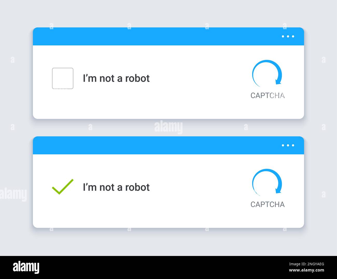Kein Roboter-Captcha-Vektortest-Bild-Hinderniscomputer. Captcha Code öffentliches Internet-Passwort, keine Robotersorgen Stock Vektor