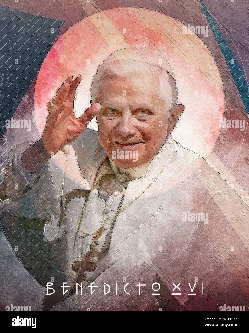 Künstlerische Darstellung von Joseph Ratzinger, Benedictus XVI Stockfoto