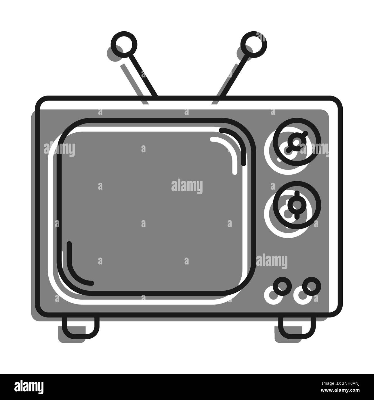 Symbol für linear gefülltes graues Symbol. Alter Holzfernseher Mit Antenne. Oldtimer-Fernseher. Welttag Des Fernsehens Am 21. November. Einfacher schwarz-weißer Vektor isoliertes O Stock Vektor