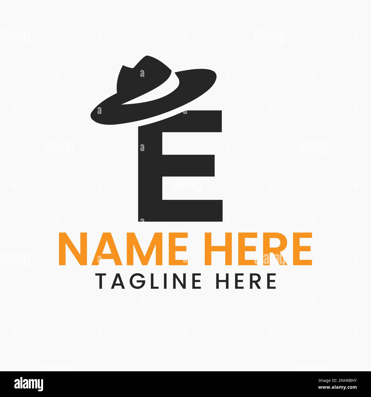 Brief E Herren hat Logo Design Konzept mit Cowboy hat Icon Template Stock Vektor