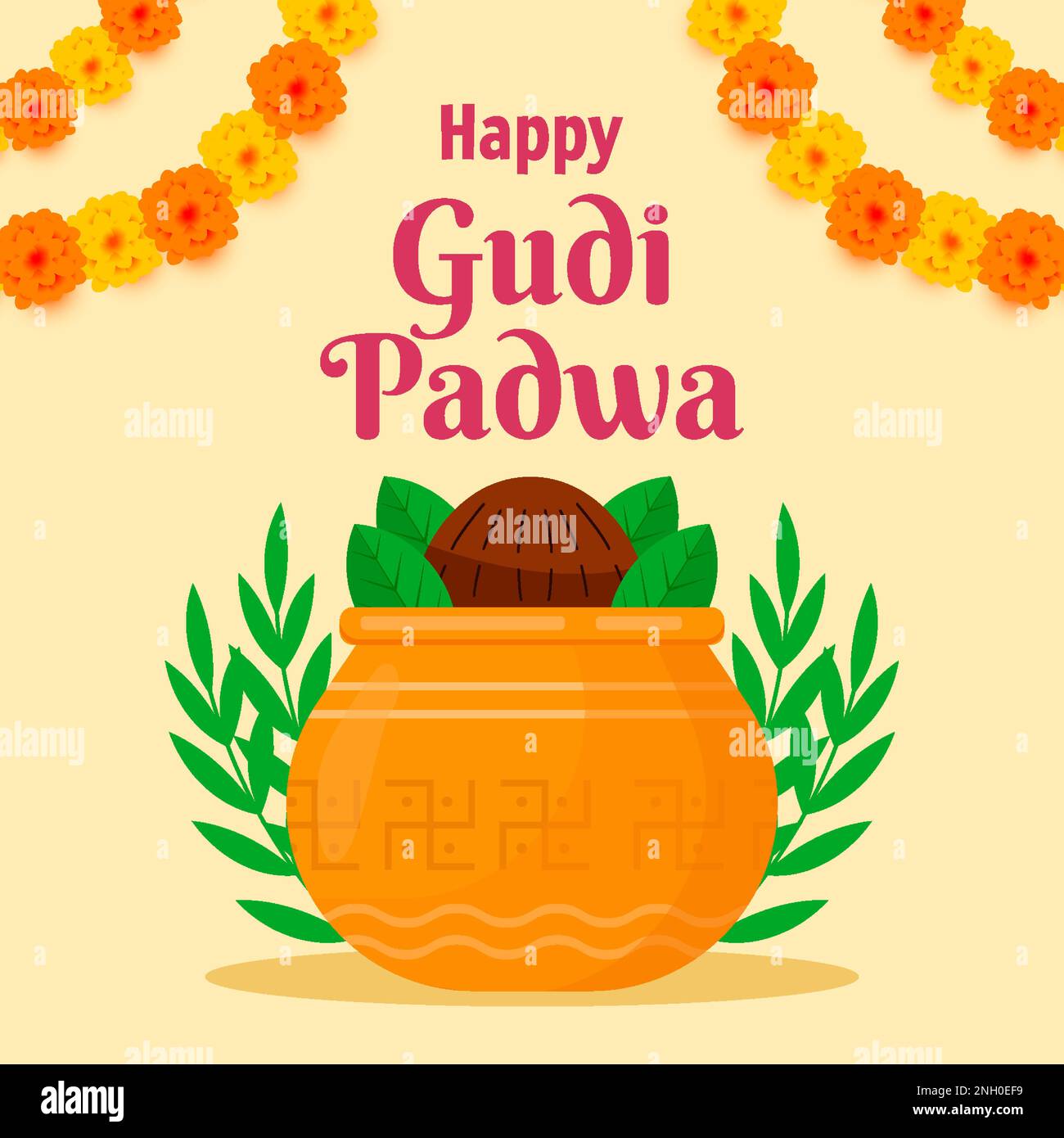 Abbildung des flachen Entwurfsvektors gudi Padwa Stock Vektor