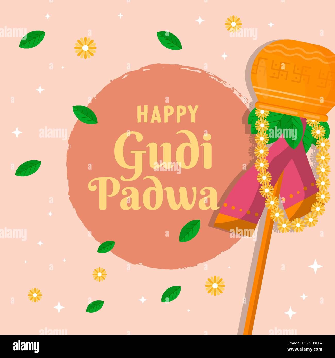 gudi-Padwa in der Vektordarstellung der Flachkonstruktion Stock Vektor
