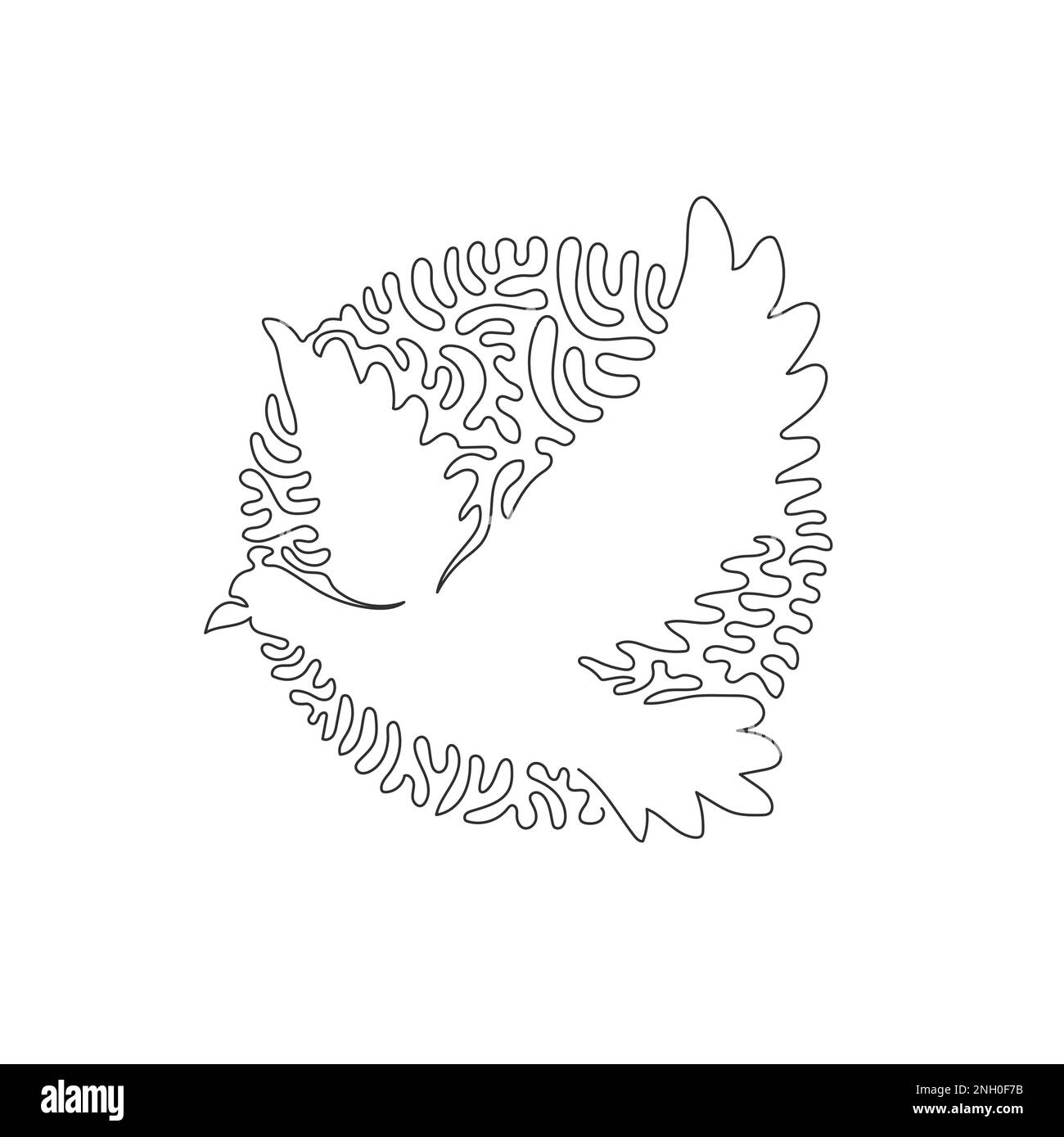 Eine einzige Strichzeichnung einer fliegenden Taube abstrakte Kunst. Vektorzeichnung mit durchgehenden Linien Darstellung einer wunderschönen Taube für Ikone Stock Vektor