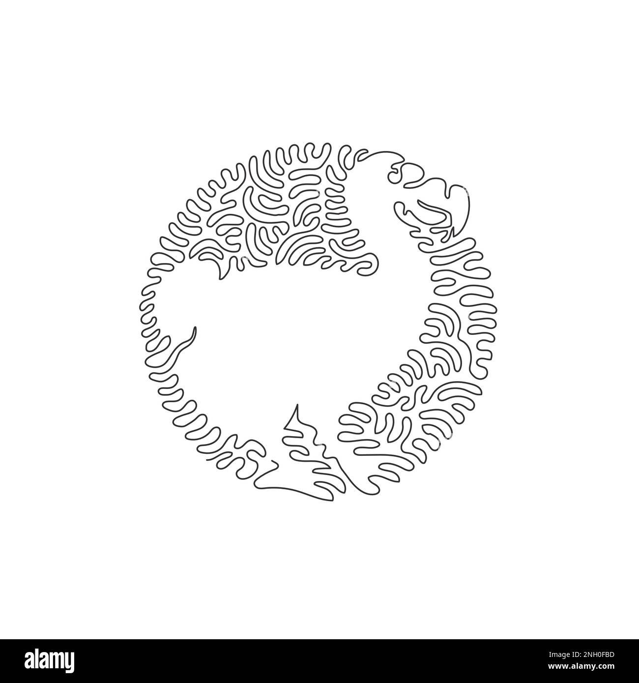 Eine einzelne Zeichnung mit einer geschwungenen Linie aus süßer abstrakter Dodo-Kunst. Durchgehende Linie Zeichnen eines grafischen Designvektors Darstellung von großen und kräftigen Vögeln als Symbol Stock Vektor