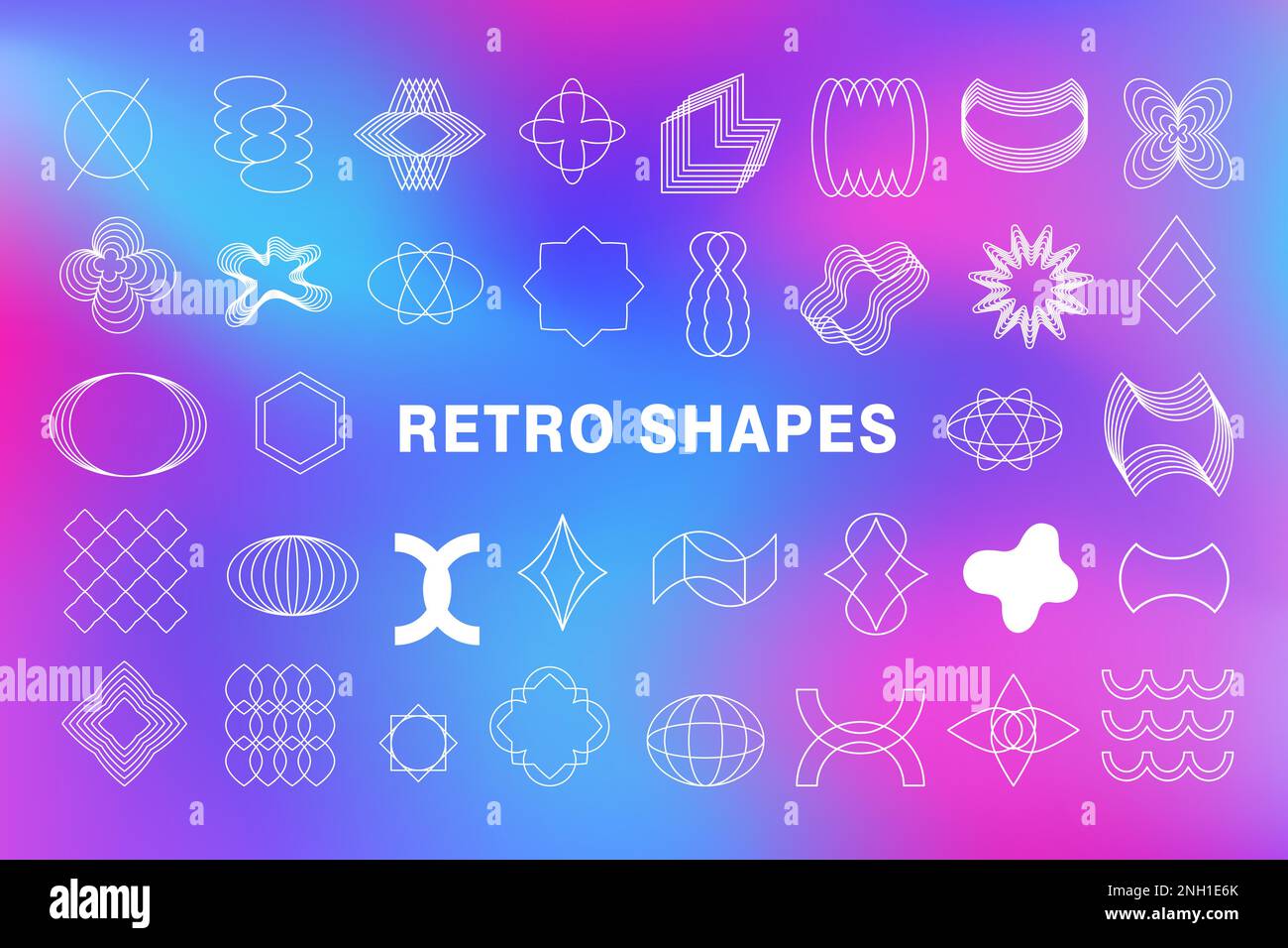 Retro Techno Abstract Geometric Shapes Kollektion Stock Vektor