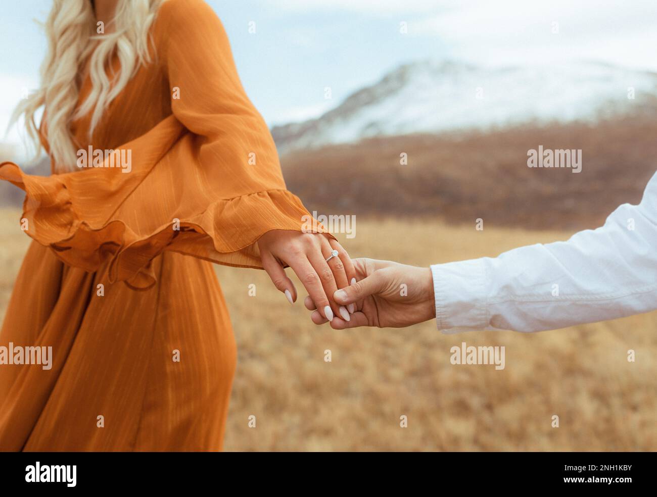 Hochzeitsring-Nahaufnahme-Verlobungsfotos Stockfoto