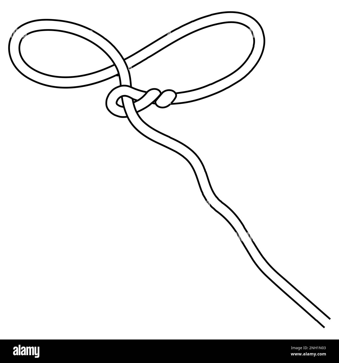 Lasso-Seilschlinge, Ranch-Ikone Lasso-Cartoon-Linie Schwarzes Pferd Stock Vektor