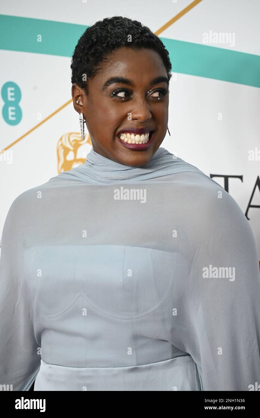 London, Großbritannien. 19. Februar 2023. Lashana Lynch nimmt an den EE BAFTA Film Awards 2023 in der Royal Festival Hall in London Teil. Foto: 19. Februar 2023. Kredit: Siehe Li/Picture Capital/Alamy Live News Stockfoto