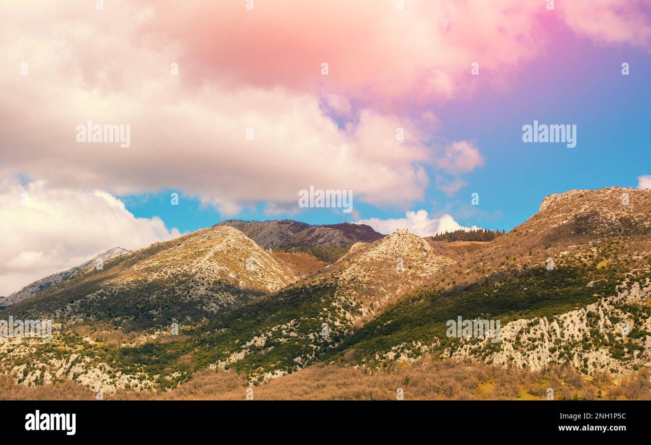 Felsige Berglandschaft. Die Kantabrischen Berge. Nationalpark Picos de Europa, Spanien, Europa Stockfoto