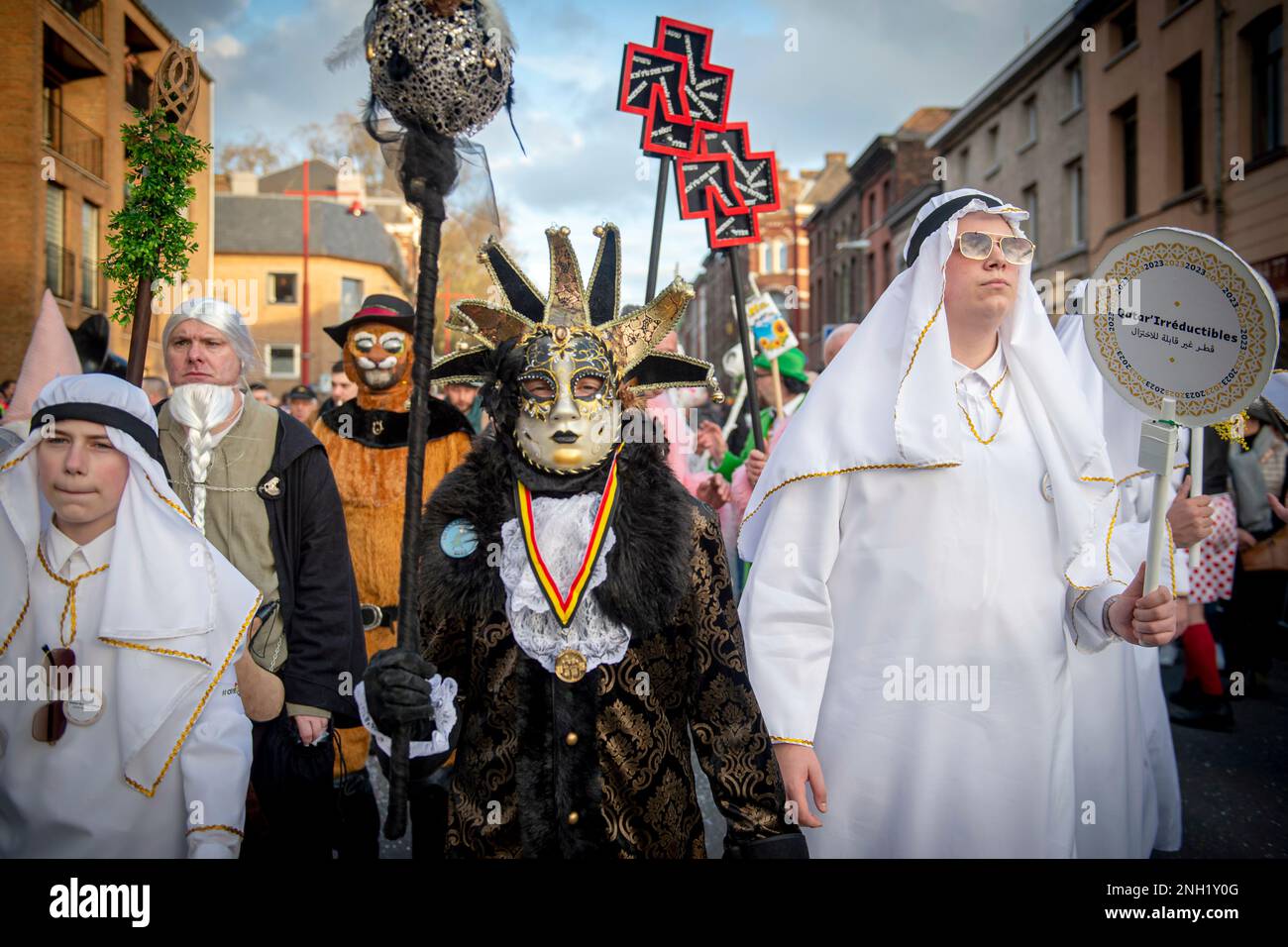 Carnaval de Binche dimanche Gras Stockfoto