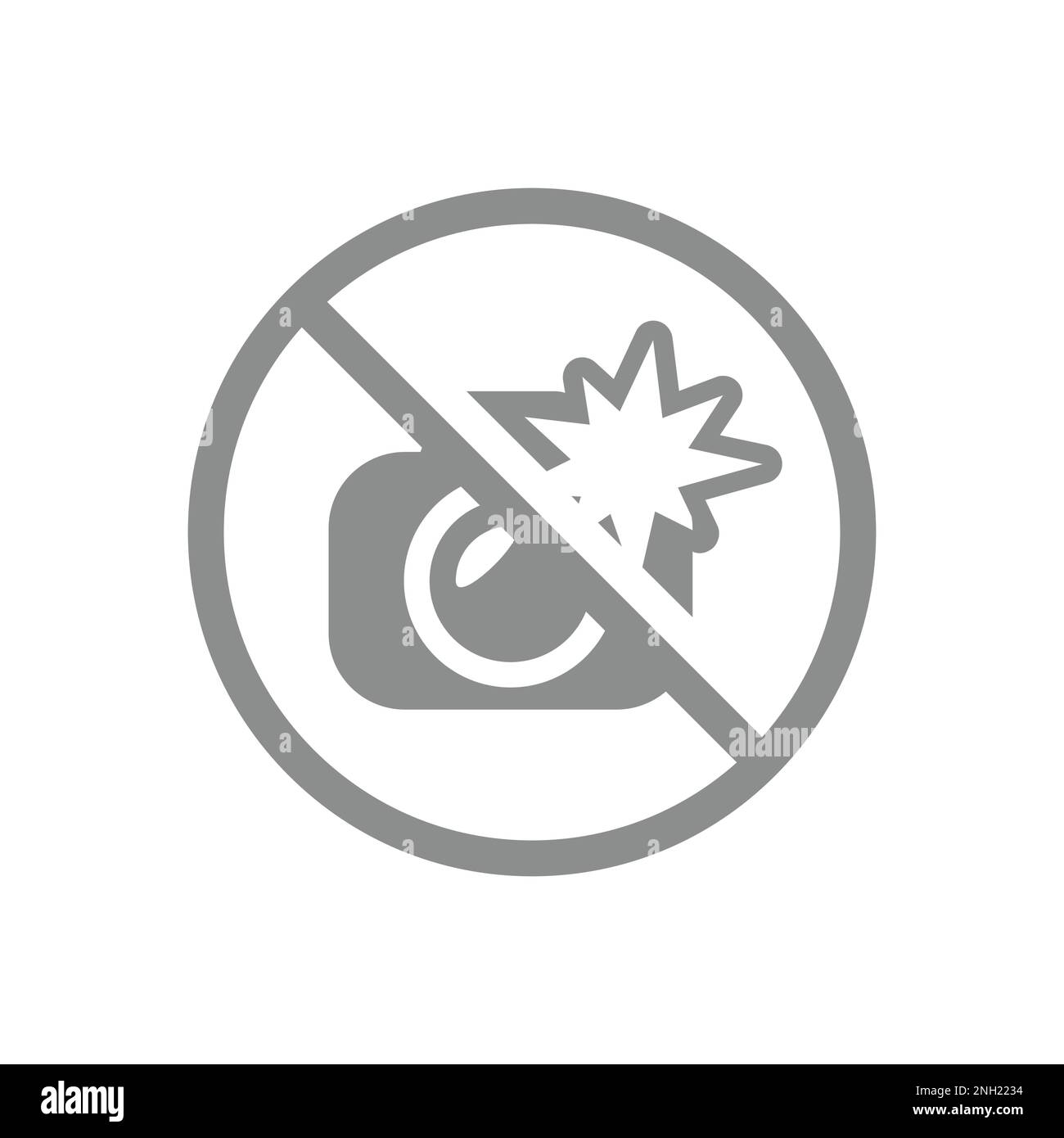 Kein Blitzlichtvektor-Verbotsschild. Verwenden Sie nicht das Flash-Symbol. Stock Vektor