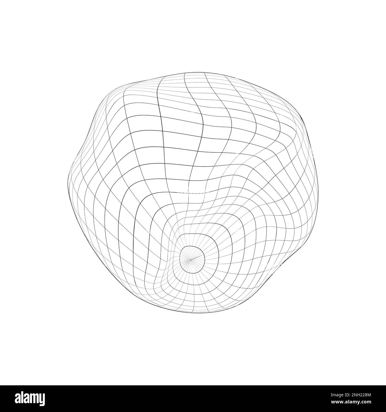 Symbol für entleeren Globus. Verzerrtes Drahtmodell des Erdplaneten, isoliert auf weißem Hintergrund. Konzept des Klimawandels. Idee einer globalen ökologischen Katastrophe Stock Vektor