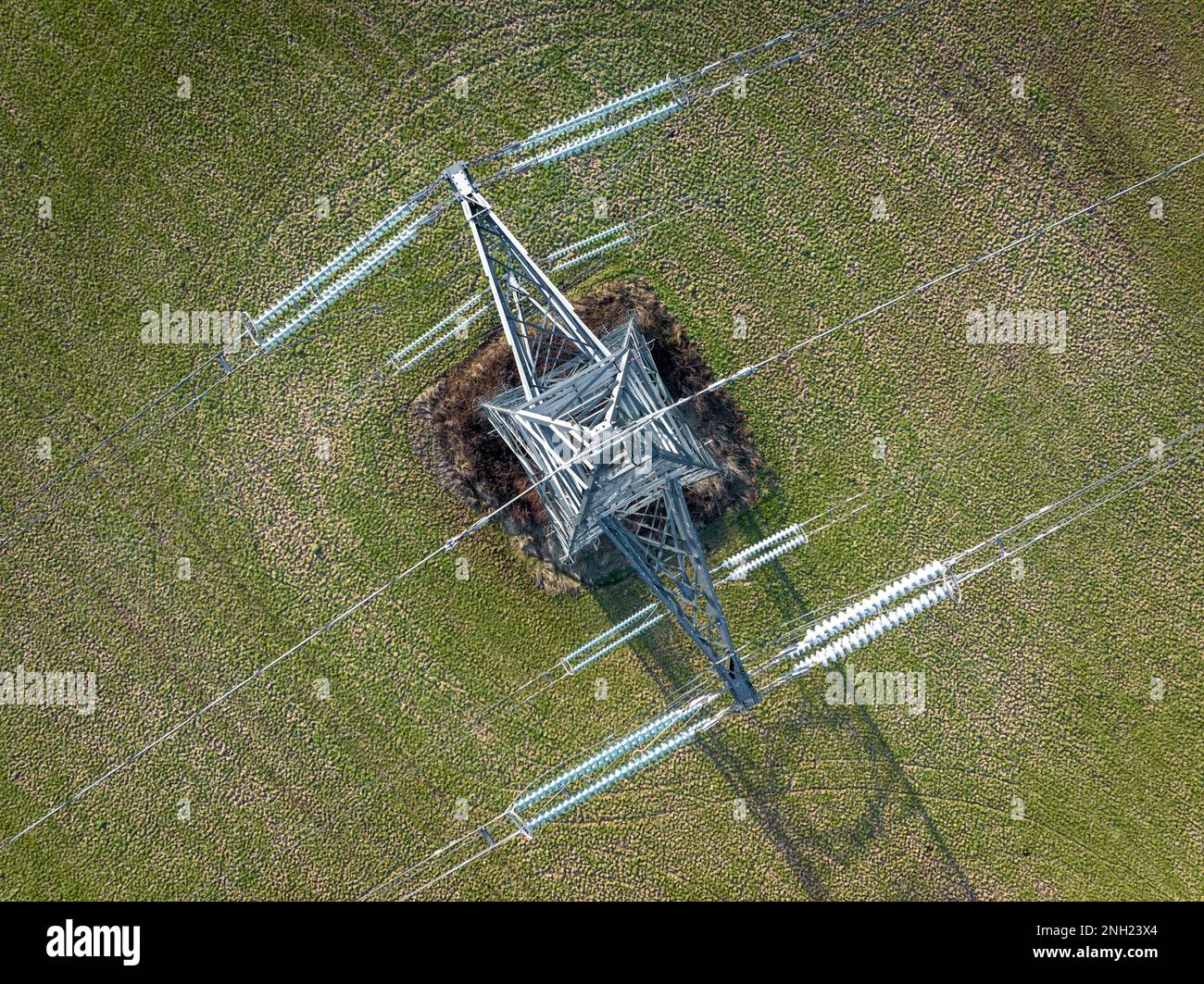 Elektrischer Pylon Aus Der Luft Stockfoto