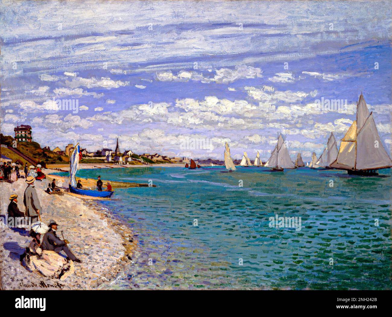 Regatta an der Sainte-Adresse (1867) von Claude Monet, hochauflösendes berühmtes Gemälde. Original aus dem MET. Stockfoto