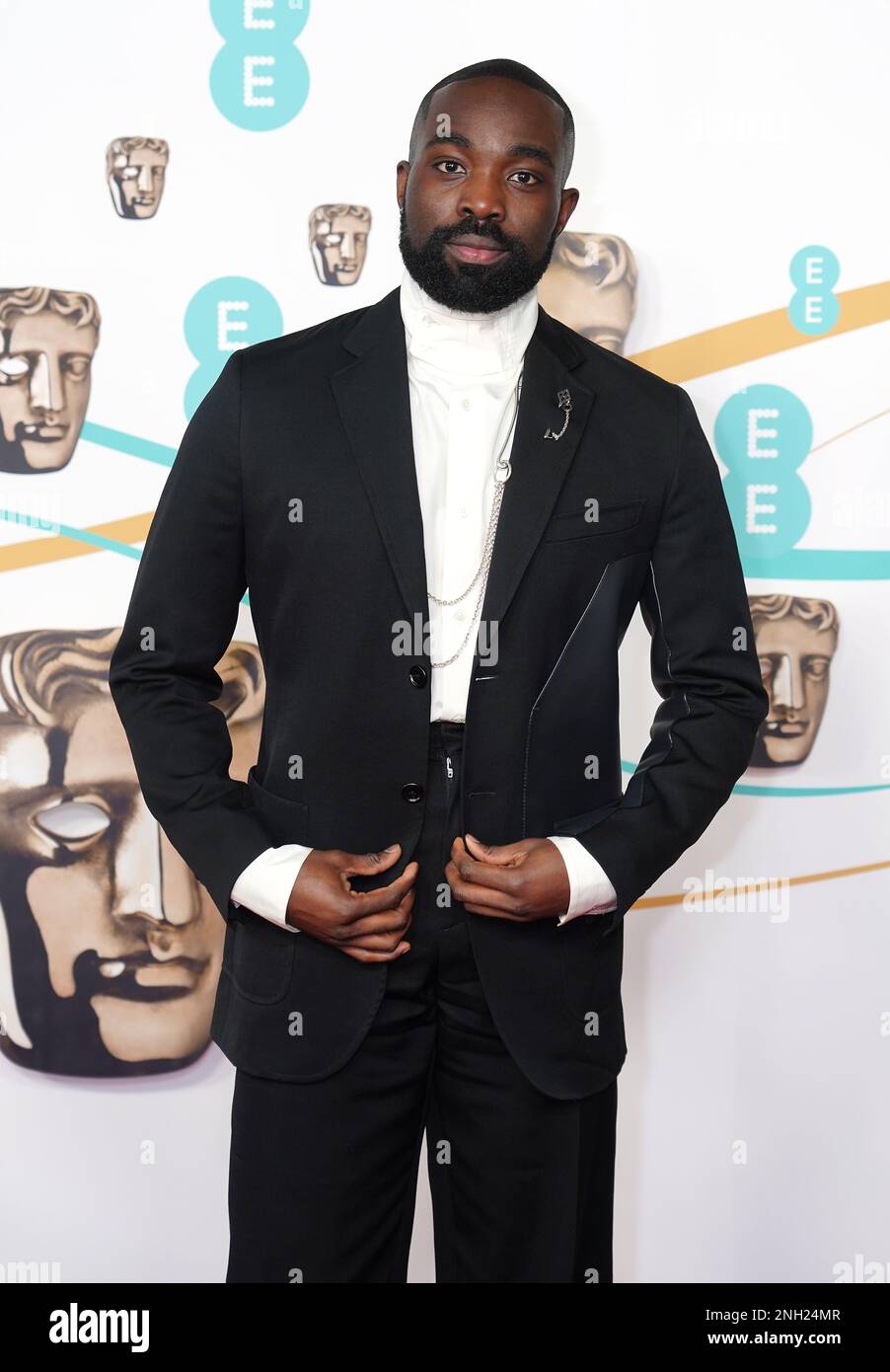 Paapa Essiedu nimmt an den British Academy Film Awards 76. in der Royal Festival Hall des Southbank Centre in London Teil. Foto: Sonntag, 19. Februar 2023. Stockfoto